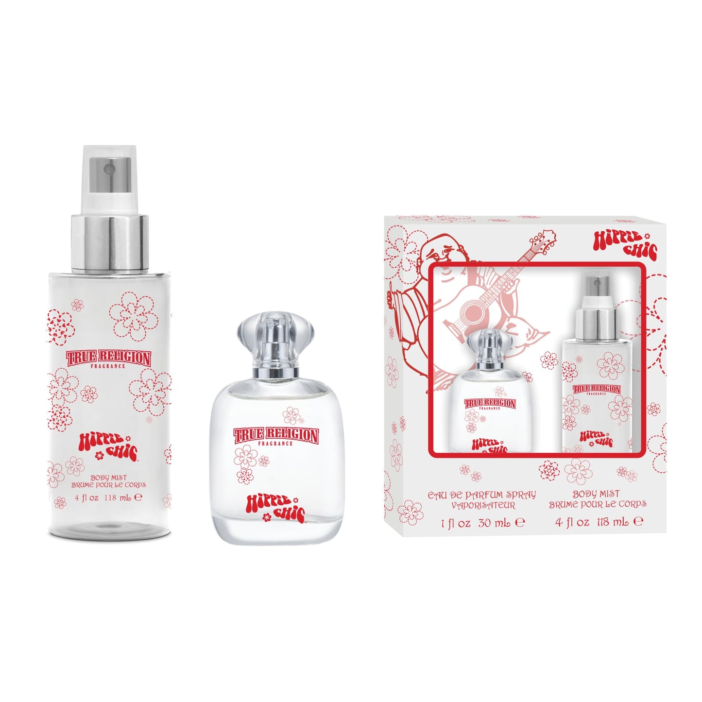 True Religion Hippie Chic 2-Piece Gift Set - Perfume Gift Set for Women, EDP, Luxury Women's Self Care Kit with Eau de Parfum & Body Mist - 1 fl oz Beauty & Personal Care True Religion