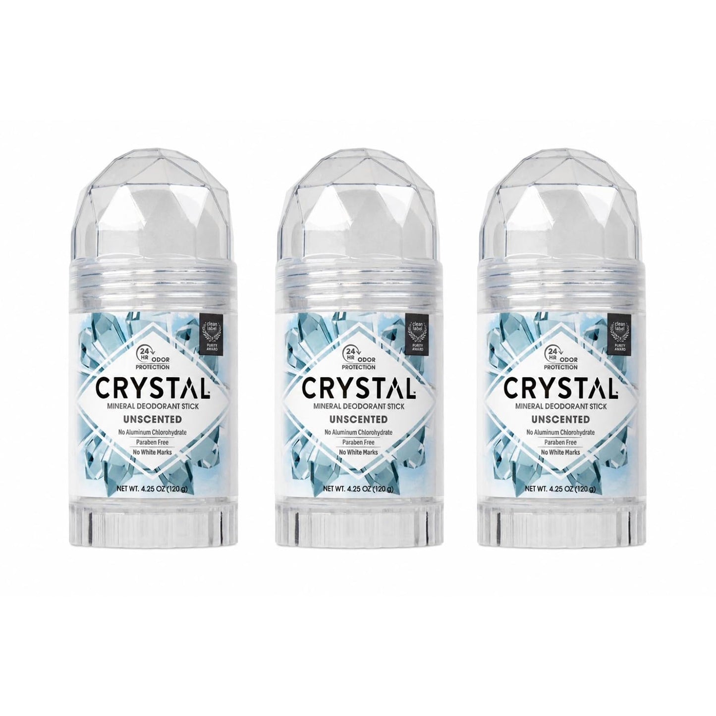 Crystal Mineral Deodorant Stick, Unscented 4.25 oz (Pack of 3) Beauty and Personal Care Crystal Essence