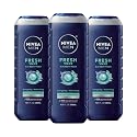NIVEA MEN Fresh Wave Body Wash with Menthol, Refreshing Scent, 3-in-1 Men's Body Wash, Face and Hair, Paraben Free, Vegan Formula, 16.9 Fl Oz Bottle Beauty & Personal Care NIVEA MEN