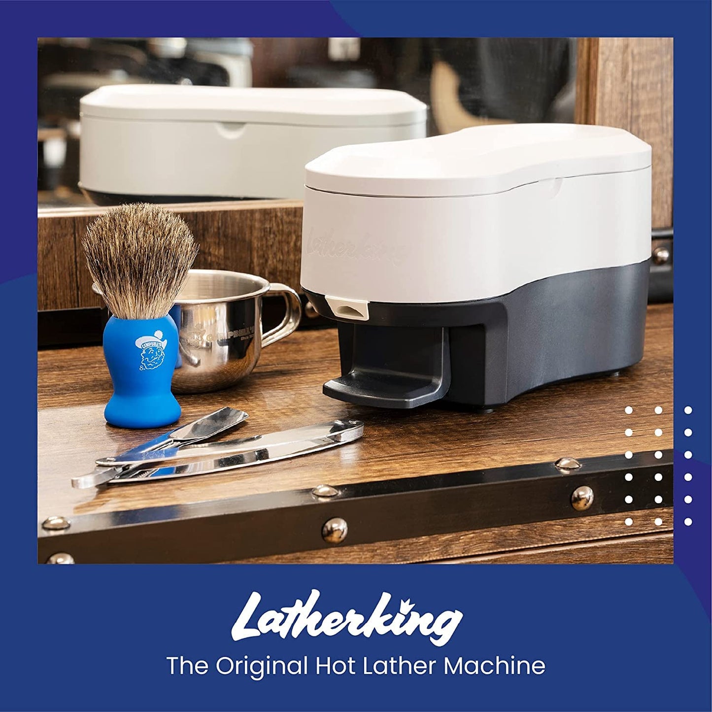 Latherking Campbell’s Next Generation Hot Lather Machine for Barbers, Professional Heated Shaving Cream Dispenser, One-Hand Pump Hot Foam Maker, UL Beauty and Personal Care Latherking