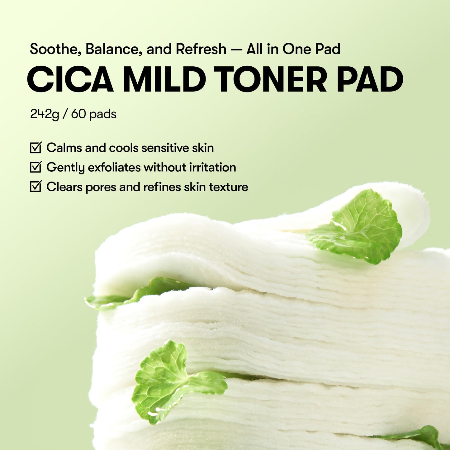 VT COSMETICS CICA Mild Toner Pad (60 Pads) - Exfoliating, Hydrating, Soothing, pH Balancing With BHA, Centella Asiatica Extract, Hyaluronic Acids Beauty & Personal Care VT COSMETICS