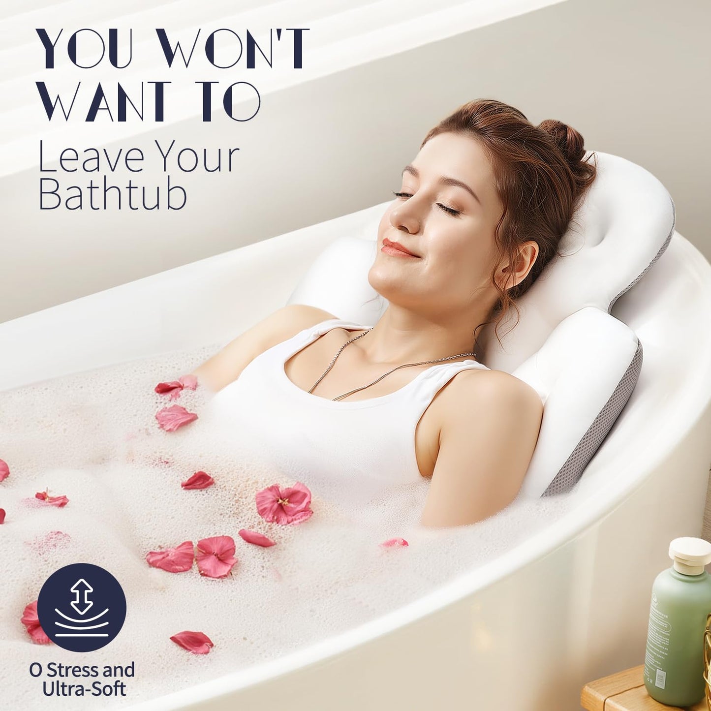 Full Body Bath Pillow for Bathtub, Thick Bathtub Cushion, Luxury Tub Pillow for Bath for Headrest Neck and Back Support White 51" x 16" Beauty and Personal Care VOXOR