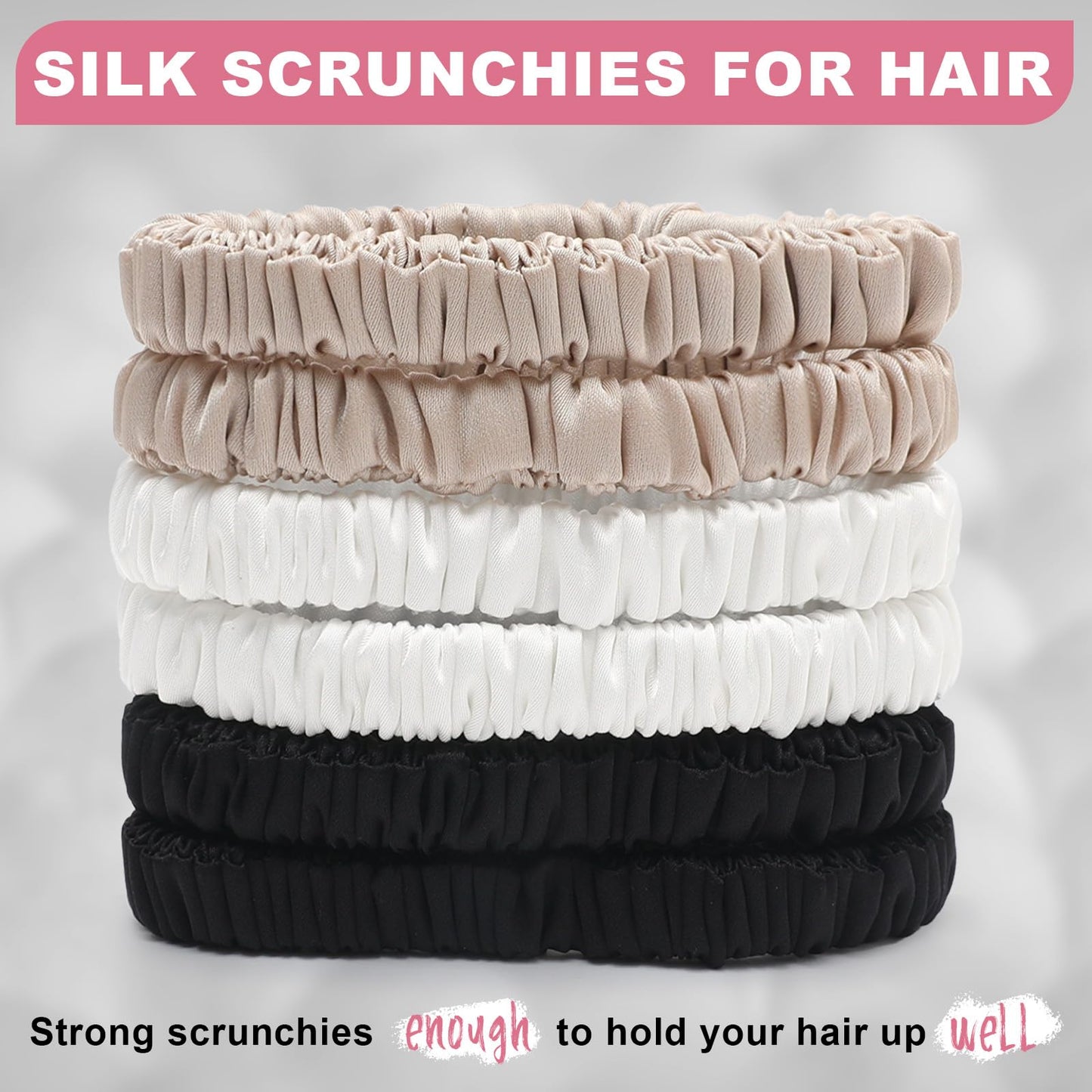 6Pcs Silk Hair Ties 100% Pure Mulberry Silk Scrunchies for Women Girls Beauty and Personal Care DEMAZALO
