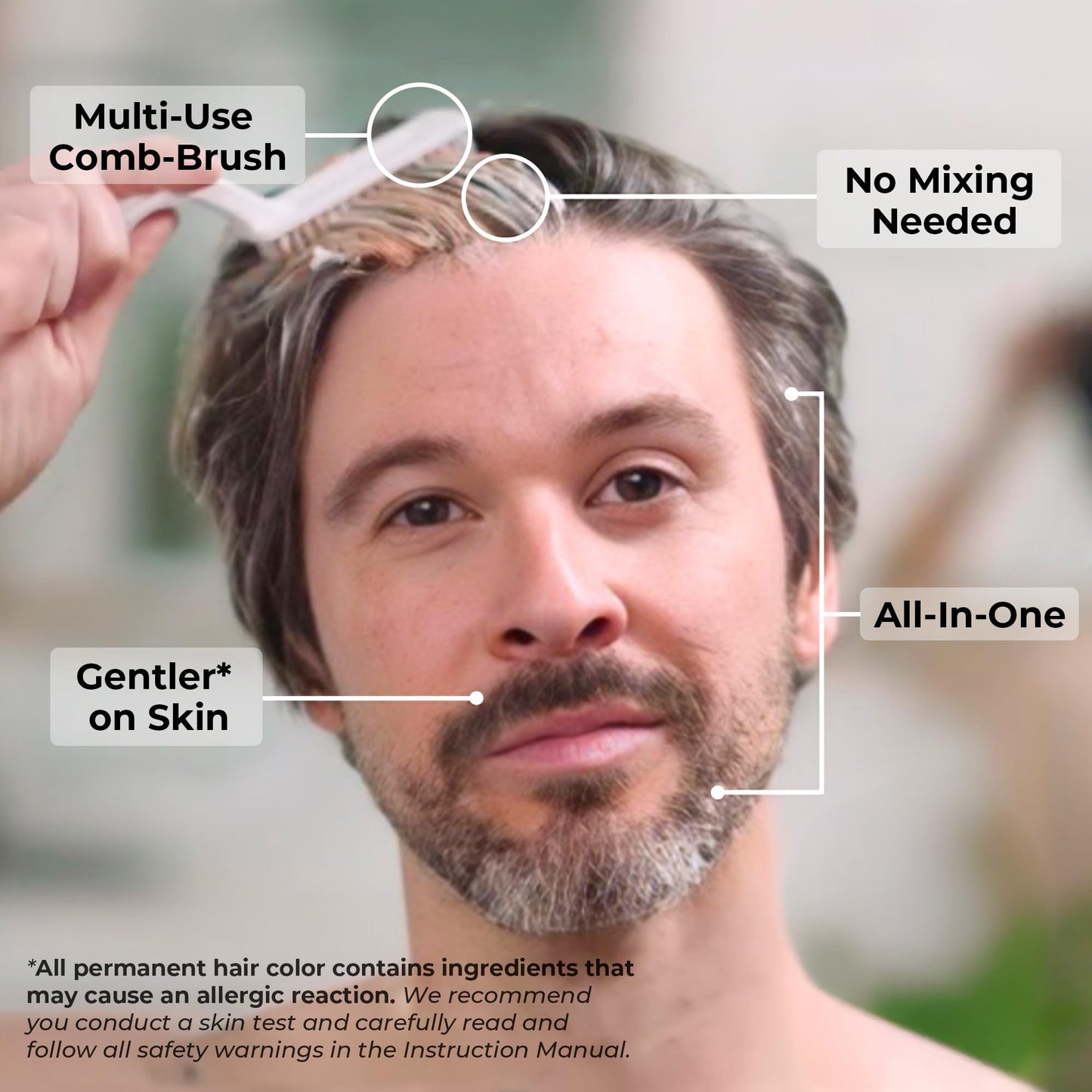 Simpler Partial Coverage Men's Hair Color Color Box - Permanent Beard & Mustache Dye - Ammonia-Free Beard Hair Dye - Fast Gray Blending - Salt Beauty & Personal Care SIMPLER HAIR COLOR
