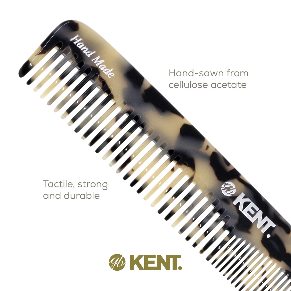 Kent 6T TW Fine Tooth and Wide Tooth Hair Comb, Handmade Styling Comb for Hair Care, Barber Combs, Beard Combs For Men, Styling Grooming for Men,