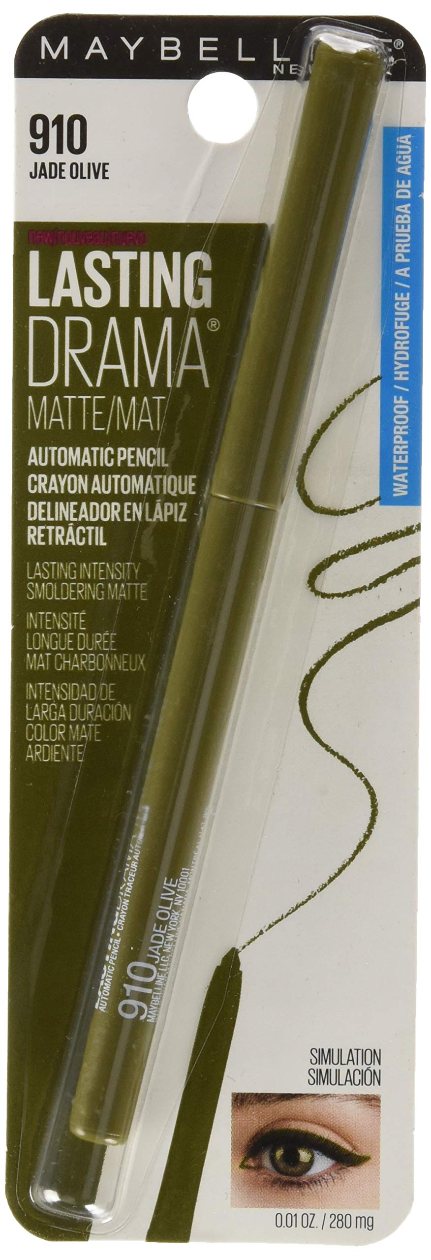 Maybelline Lasting Drama Matte Automatic Pencil, 910 Jade Olive Beauty & Personal Care MAYBELLINE