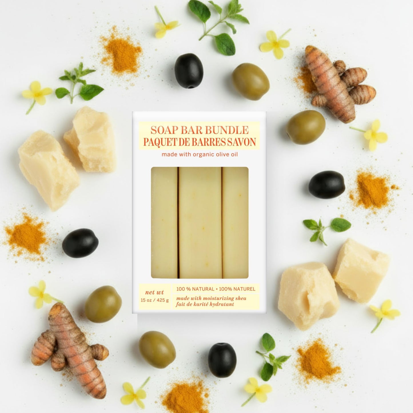 Olivia Care Moisturizing Bar Soap Pack by 100% Natural & Organic Infused with Verbena, Shea Butter & Turmeric Deep Clean, Refreshing, Moisturizing Beauty & Personal Care Olivia Care