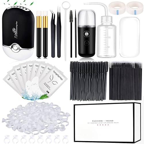 Eyelash Extension Supplies USB Air Conditioning Blower Facial Mister Lash Tweezers Mirror Mascara Brush Lash Shampoo Brush Bottle Silicone Pad Glue Beauty & Personal Care QUKLOGEN