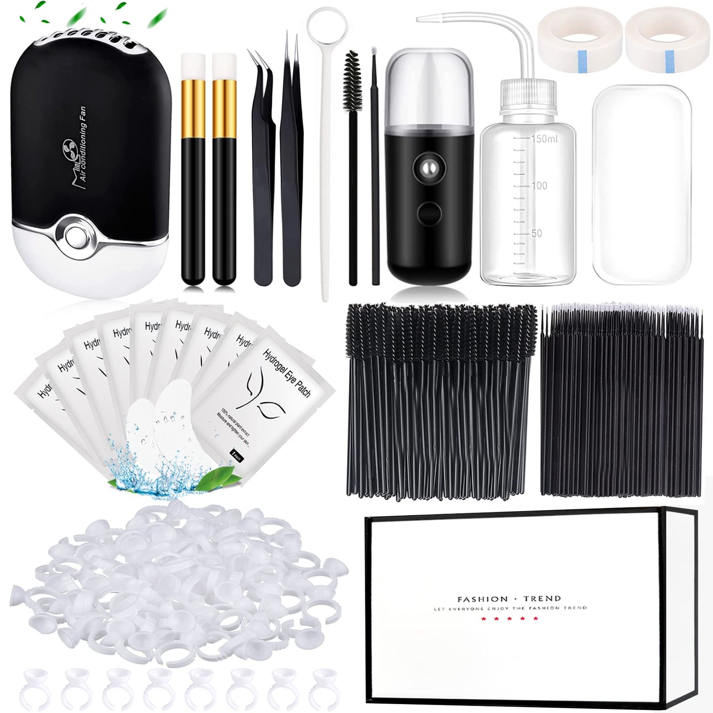 Eyelash Extension Supplies USB Air Conditioning Blower Facial Mister Lash Tweezers Mirror Mascara Brush Lash Shampoo Brush Bottle Silicone Pad Glue Beauty & Personal Care QUKLOGEN