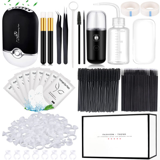 Eyelash Extension Supplies USB Air Conditioning Blower Facial Mister Lash Tweezers Mirror Mascara Brush Lash Shampoo Brush Bottle Silicone Pad Glue Beauty & Personal Care QUKLOGEN