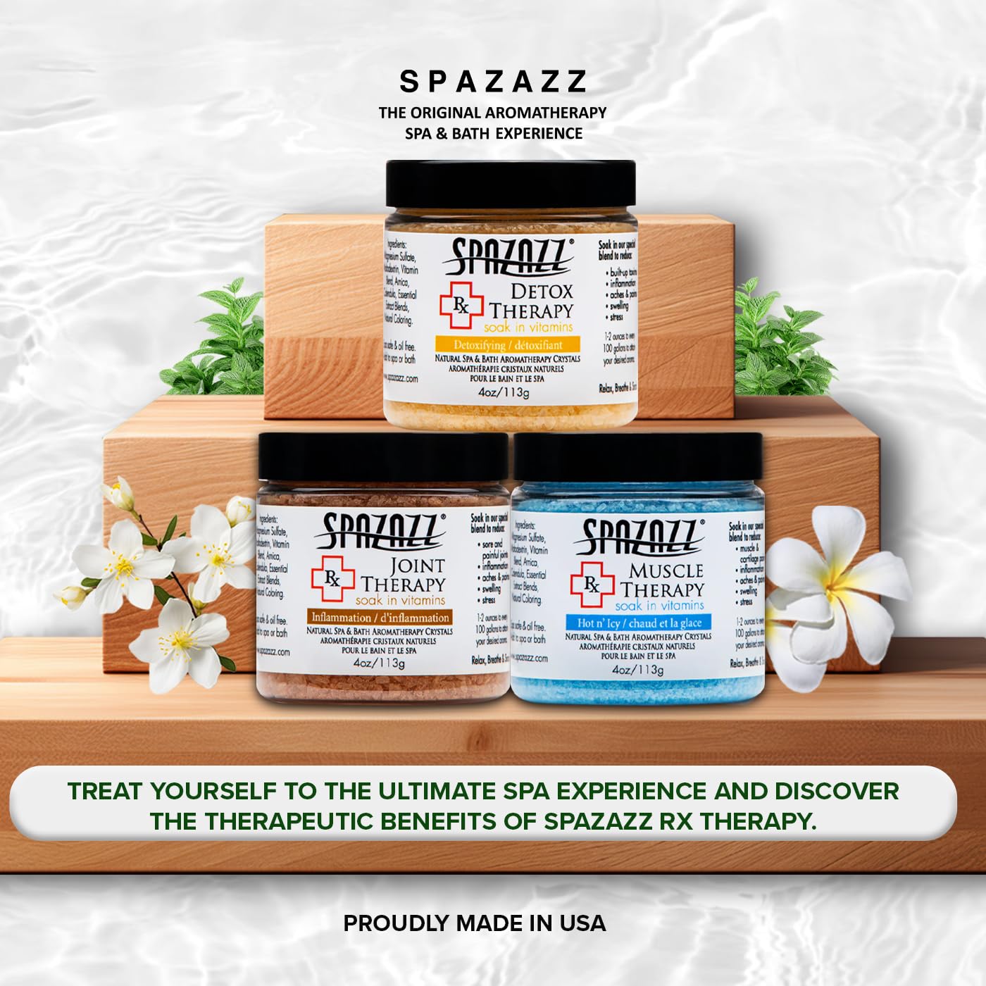 Spa & Hot Tub RX Therapy Muscle Detox Joint Bundle 3 Pack Gift Set - Spazazz Therapeutic Mineral Dead Sea Bath Salt Crystals Collection Beauty and Personal Care Spazazz