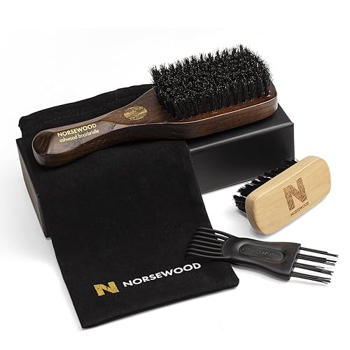 NORSEWOOD Boar Bristle Brush for Shine and Texture - Stiff Bristles for Medium Hair/Beards, Cleaning Brush Included Beauty & Personal Care Norsewood