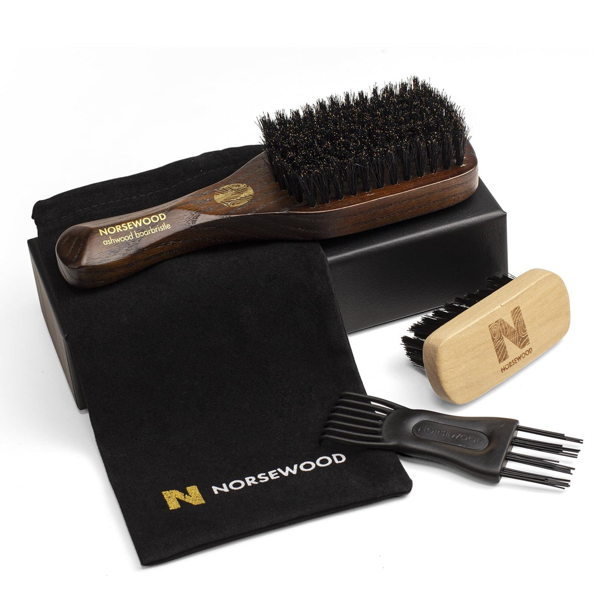 NORSEWOOD Boar Bristle Brush for Shine and Texture - Stiff Bristles for Medium Hair/Beards, Cleaning Brush Included Beauty & Personal Care Norsewood