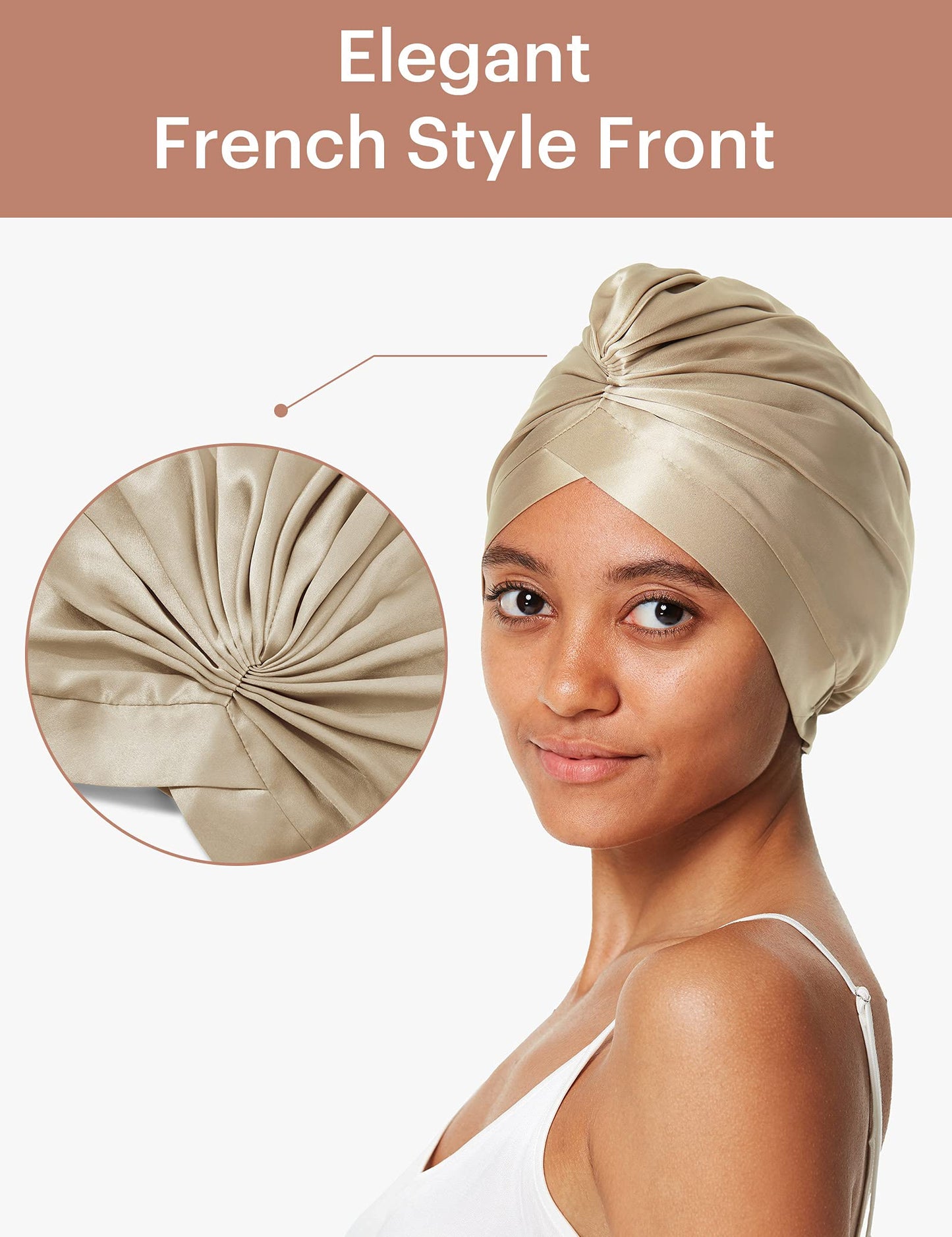 LilySilk Silk Bonnet for Sleeping Womens 100% Mulberry Silk Sleep Cap Hair Wrap for Curly Long Hair Taupe Beauty and Personal Care LilySilk