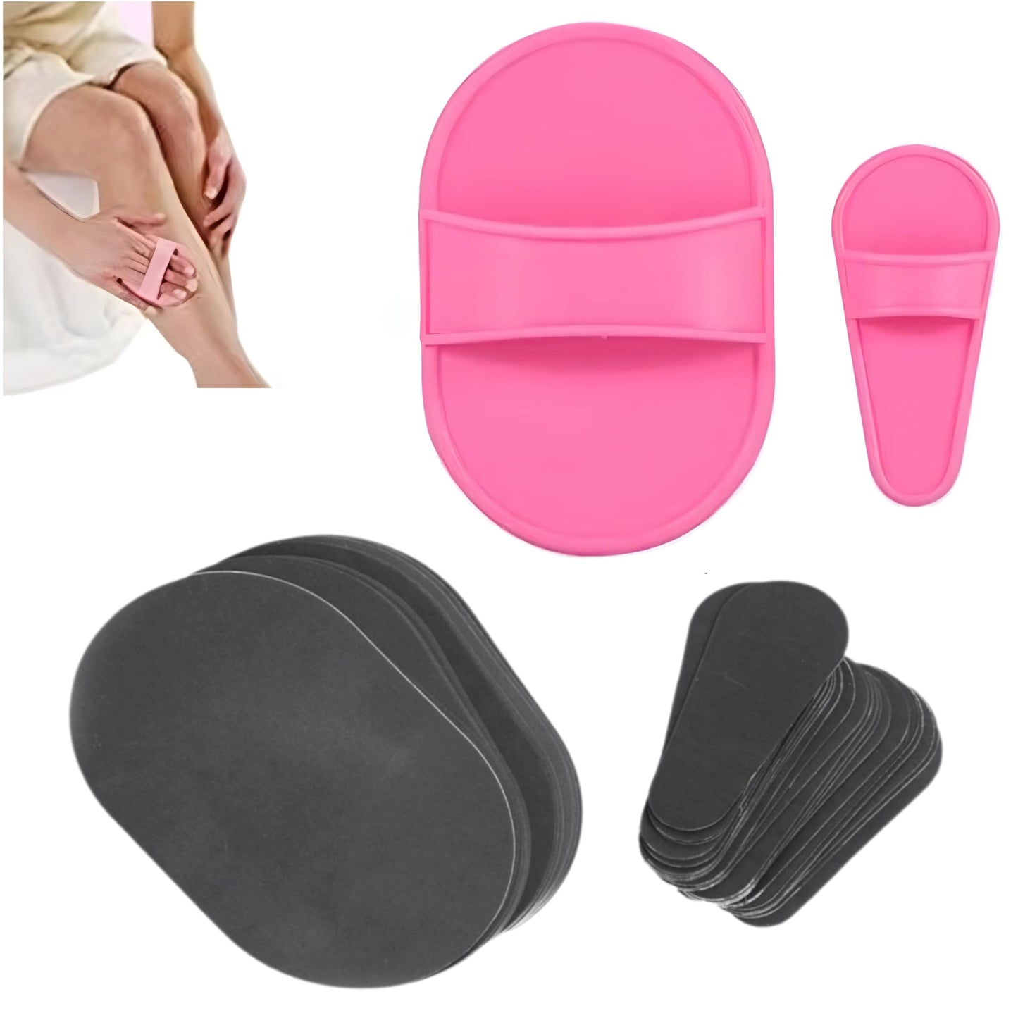 100PCS Hair Removal and Exfoliating Buffer Refill Pads - Dual Size Replaceable Sandpaper Strips for Manual Hair Remover Tools, Legs, Face, Bikini Beauty and Personal Care misppro