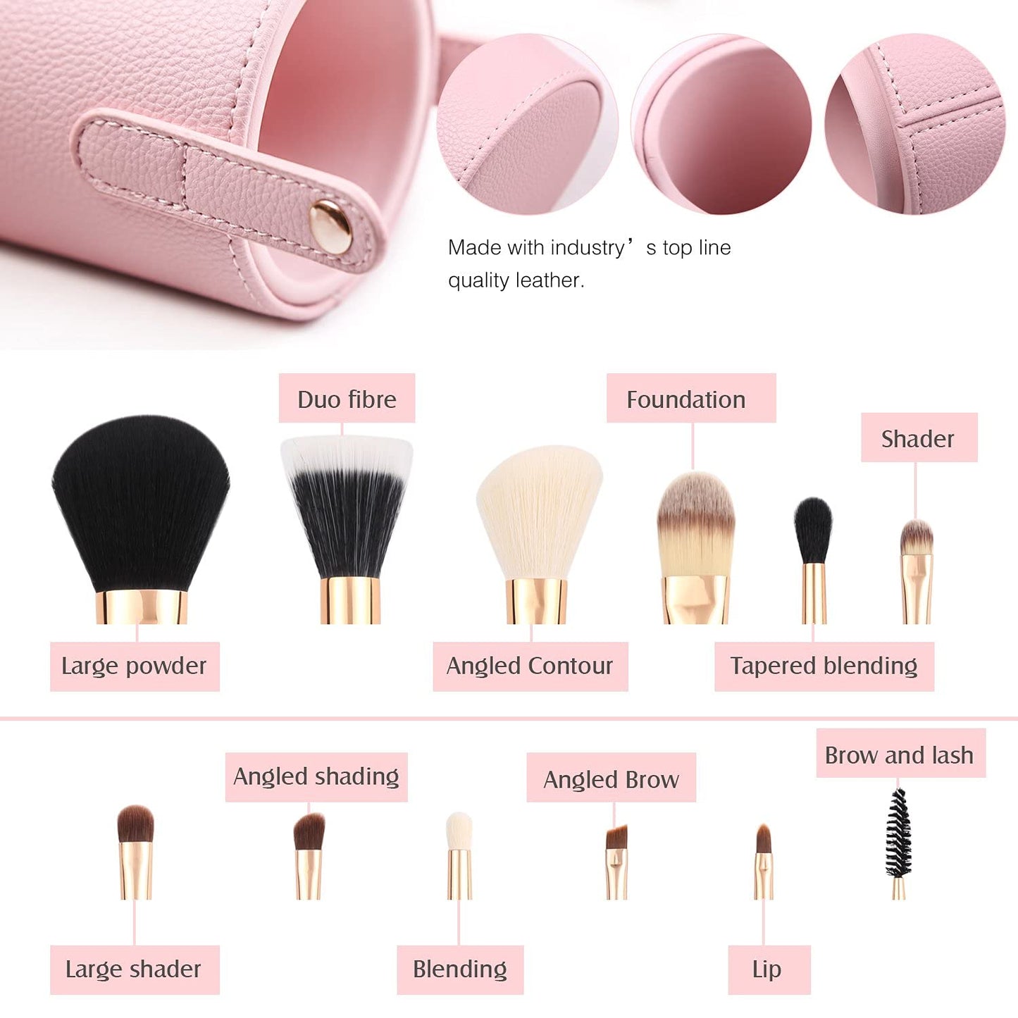 Z'OREYA Makeup Brush Set 12pcs Pink Synthetic Makeup Brushes Travel Set With Holder Makeup Brush Organizer Foundation Powder Contour Blush Eye Beauty & Personal Care Z'OREYA