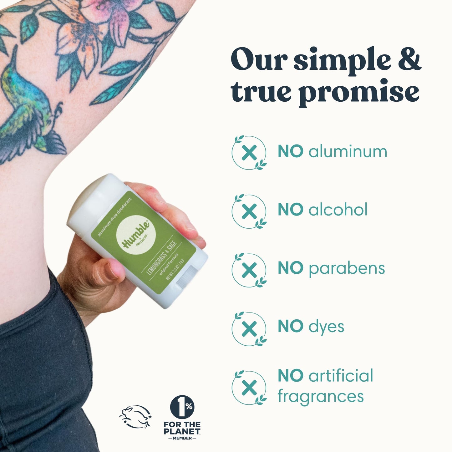 Humble Aluminum-Free Deodorant for Women & Men, Lemongrass & Sage - Clean & Fresh Natural Deodorant Stick with Essential Oils for Long-Lasting Odor Beauty and Personal Care HUMBLE SIMPLE AND TRUE.