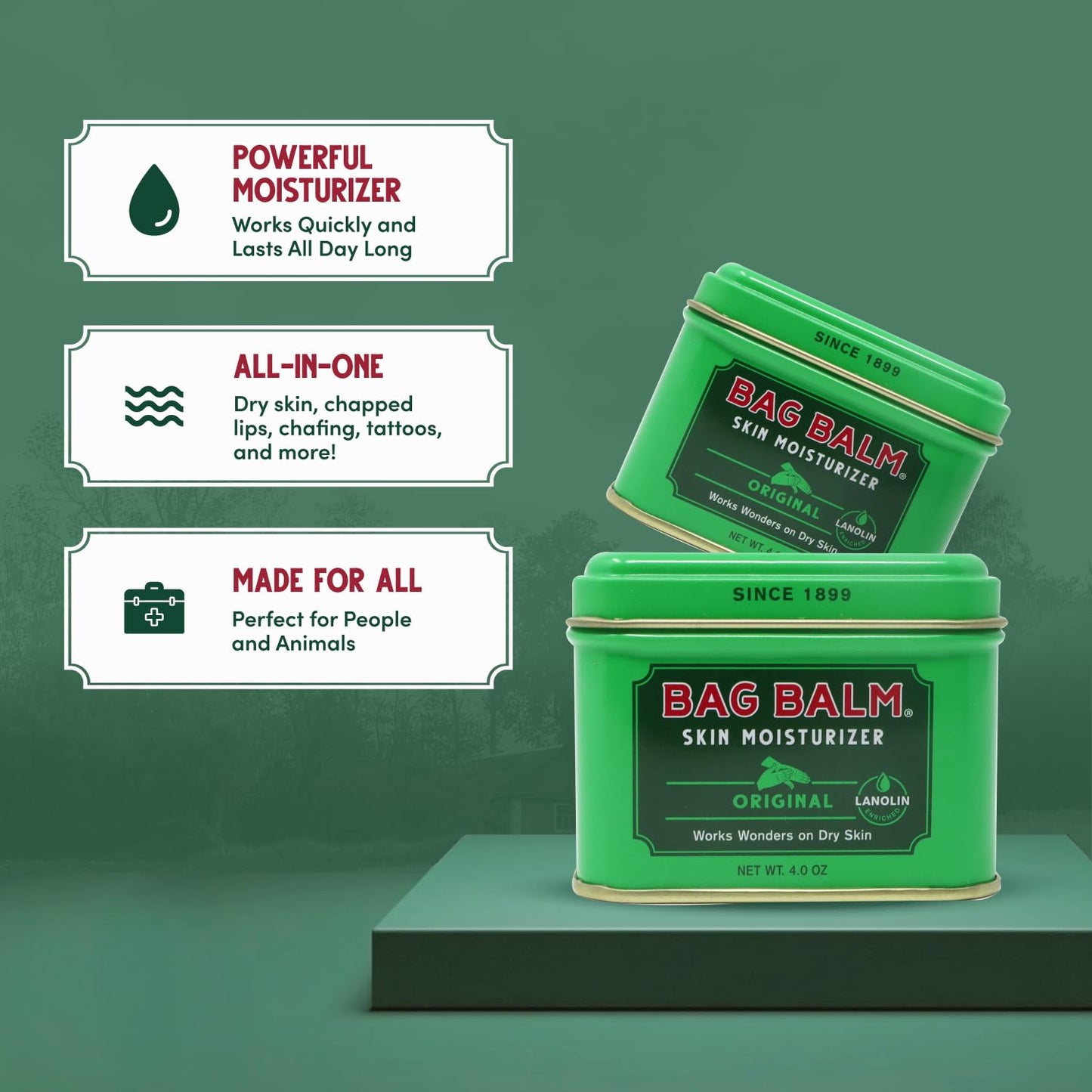 Bag Balm Vermont's Original Skin Moisturizer - Full Body Hydrating Skin Care: Dry Hands, Lips, Face, Feet & More - Unscented, Cruelty & Paraben Free Beauty & Personal Care Bag Balm