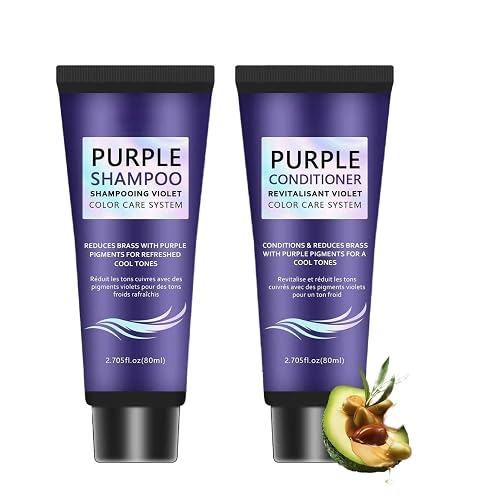 Purple Shampoo and Conditioner Set, Anti-Brass Toning, Enhance Blonde Tones, Deep Moisturizer,Frizz Control-Repair and Hydration,for Blonde,Silver, or Beauty & Personal Care MeiPlumLai