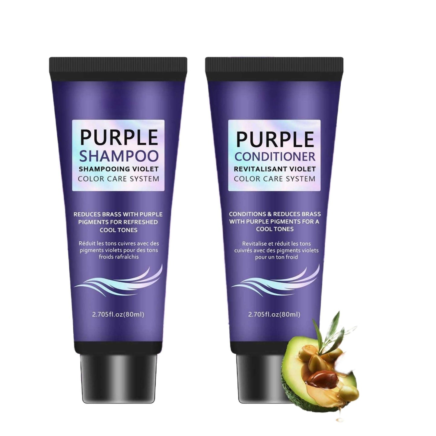 Purple Shampoo and Conditioner Set, Anti-Brass Toning, Enhance Blonde Tones, Deep Moisturizer,Frizz Control-Repair and Hydration,for Blonde,Silver, or Beauty & Personal Care MeiPlumLai