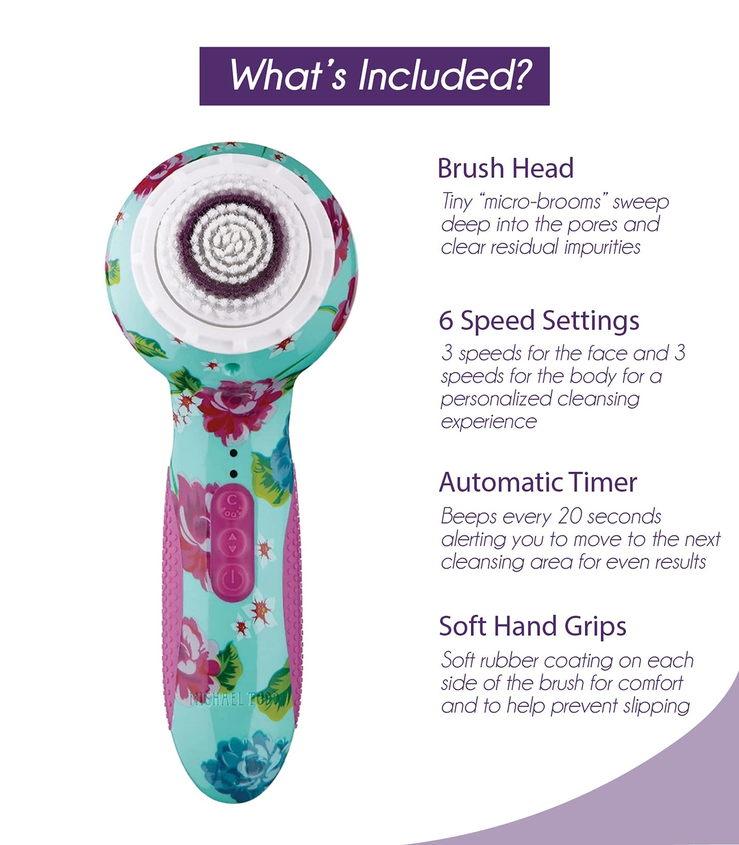 Michael Todd Beauty - Soniclear Elite - Facial Cleansing Brush System - 6-Speeds - Face Cleansing Brush & Exfoliating Body Scrubber Beauty & Personal Care MICHAEL TODD