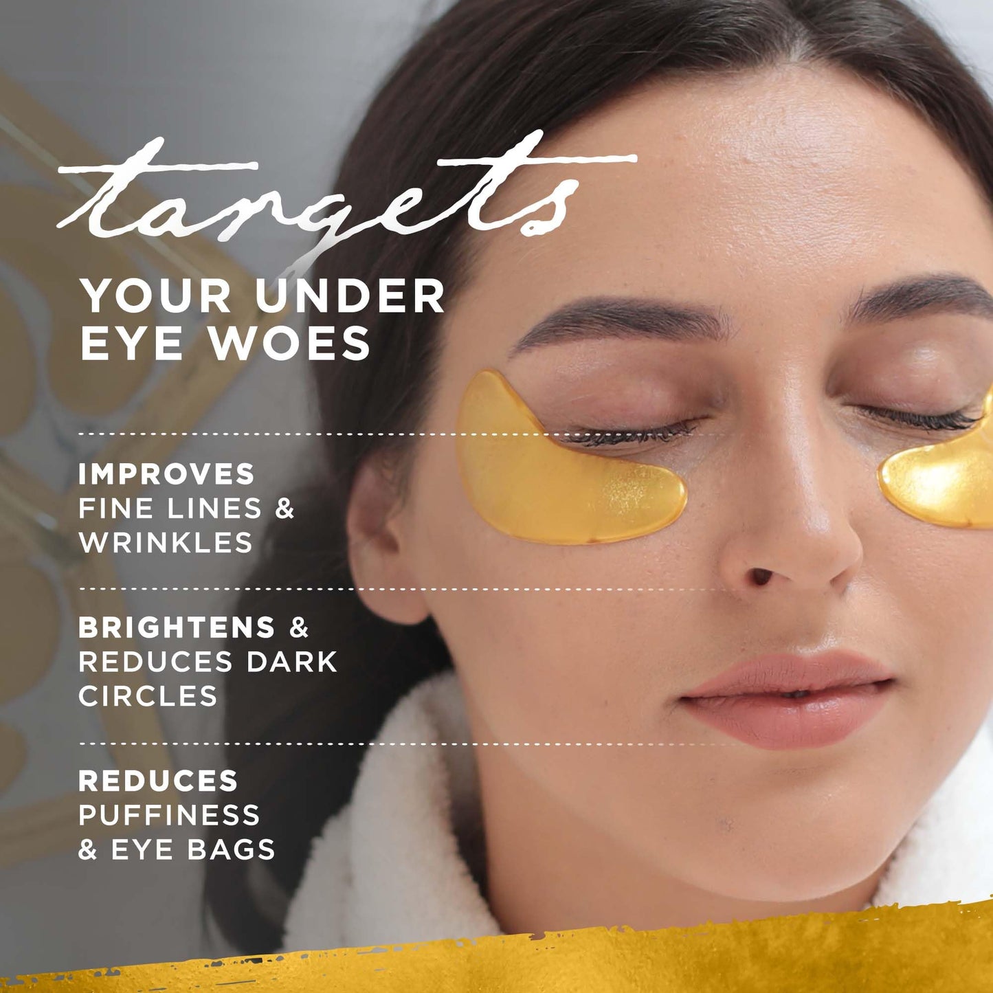 Dermoland Under Eye Patches For Women - 24K Gold Eye Masks, 15 Pairs | Hyaluronic Acid | Reduces Puffiness, Dark Circles & Wrinkles | Vegan Beauty & Personal Care Dermoland