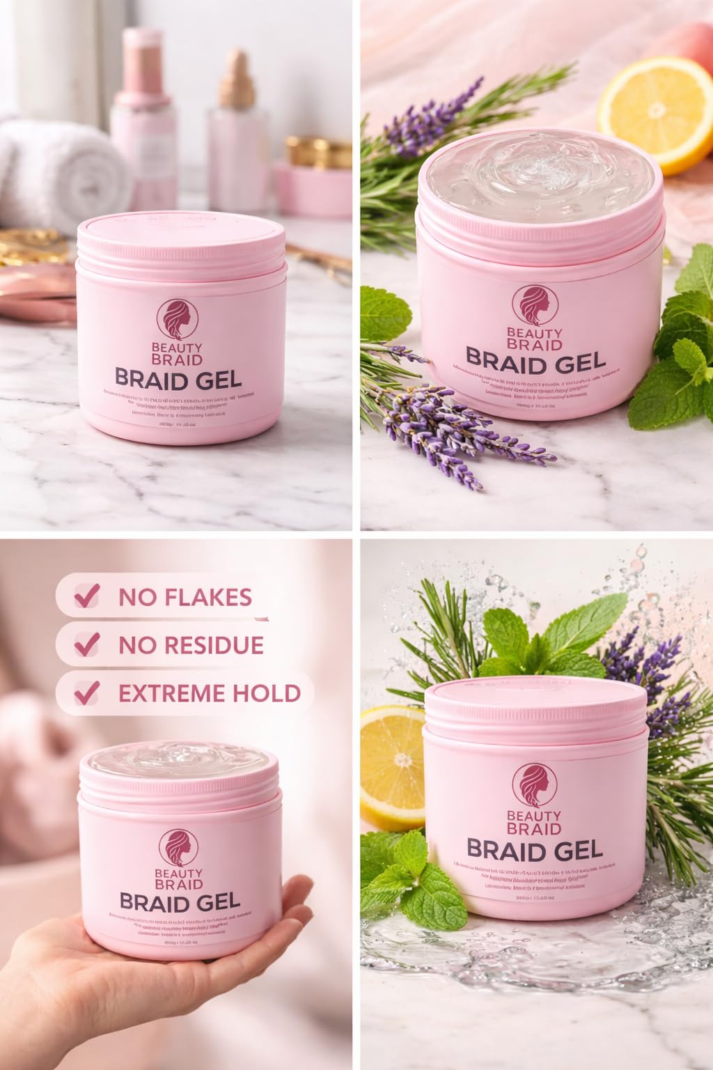 Beauty Braid Studio Braiding Gel Strong Hold for Knotless Braids, Edges & Twists - No Flakes, No Residue, Professional Styling Gel - 17.1 oz Beauty & Personal Care Beauty Braid Studio