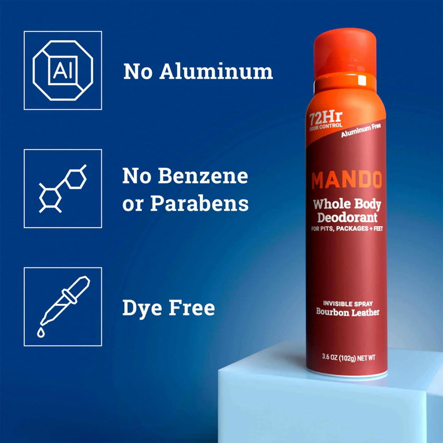 Mando Whole Body Men's Aluminum Free Invisible Spray Deodorant - Bourbon Leather - 3.6oz - Pack Of 01 Beauty and Personal Care Mando