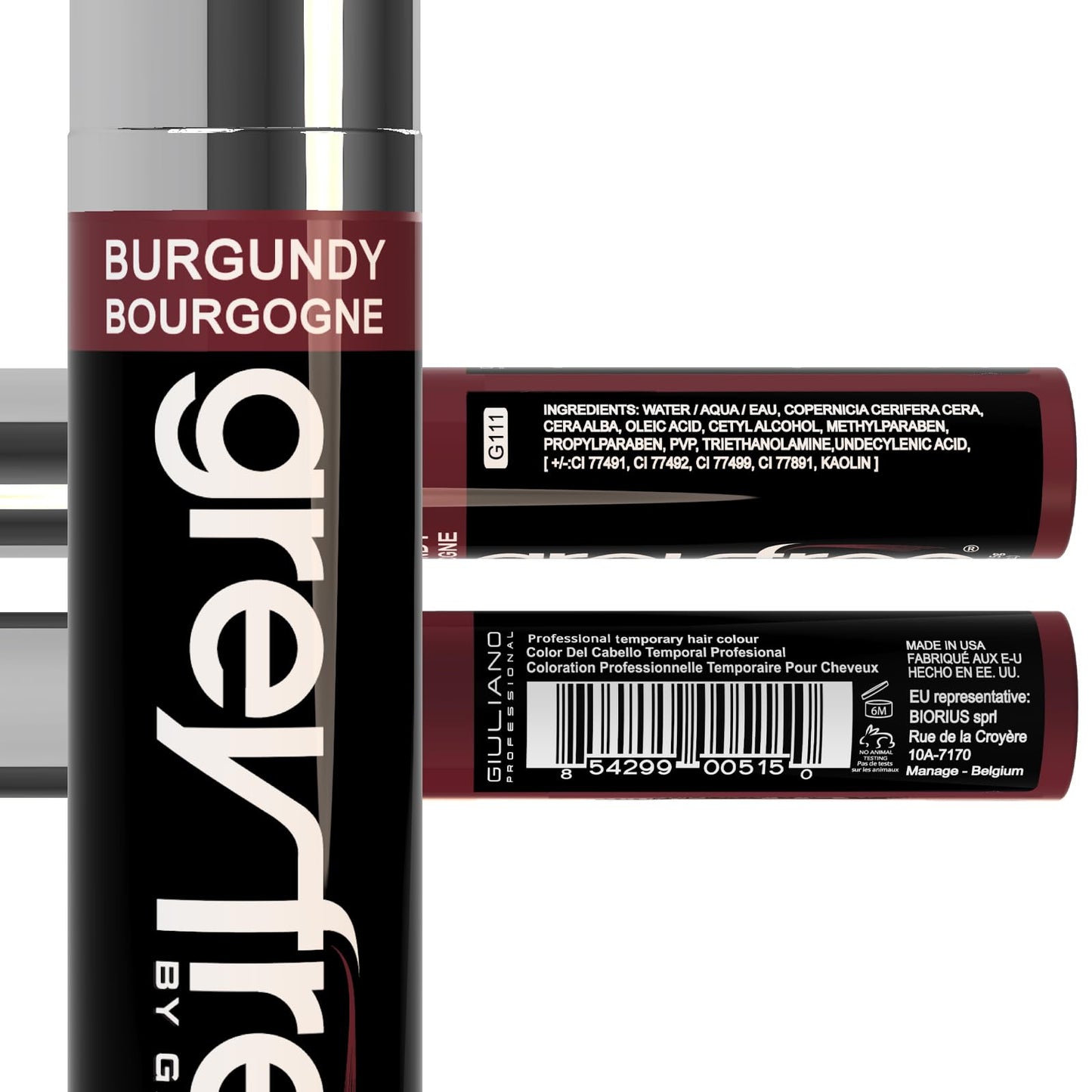 Greyfree Hair Mascara Root Touch-Up for Gray Hair | Precision Hairline Concealer for Brows & Beard (BURGUNDY) Beauty & Personal Care Greyfree