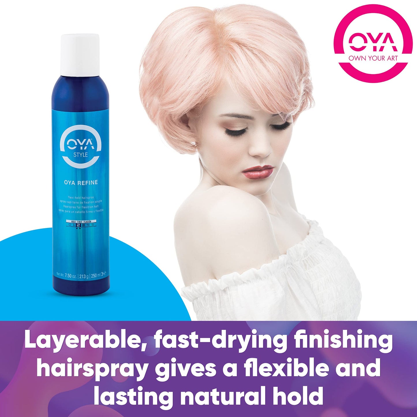 OYA REFINE Flexi-Hold Hairspray - Lightweight Flexible Hold Finishing Hair Spray for Fine Medium Hair - Volumizing Fast Drying Aerosol Shaper for All Beauty & Personal Care OYA