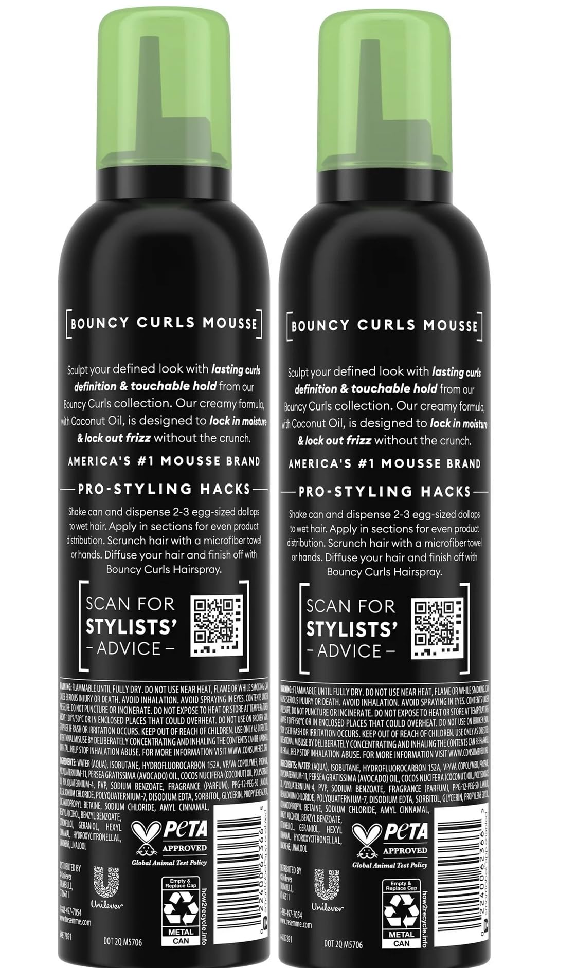 TRESemmé Bouncy Curls Mousse with 24H Control & Definition, Coconut and Avocado Oil 10.5 oz (2 Pack Packaging May Vary) Beauty & Personal Care TRESemmé