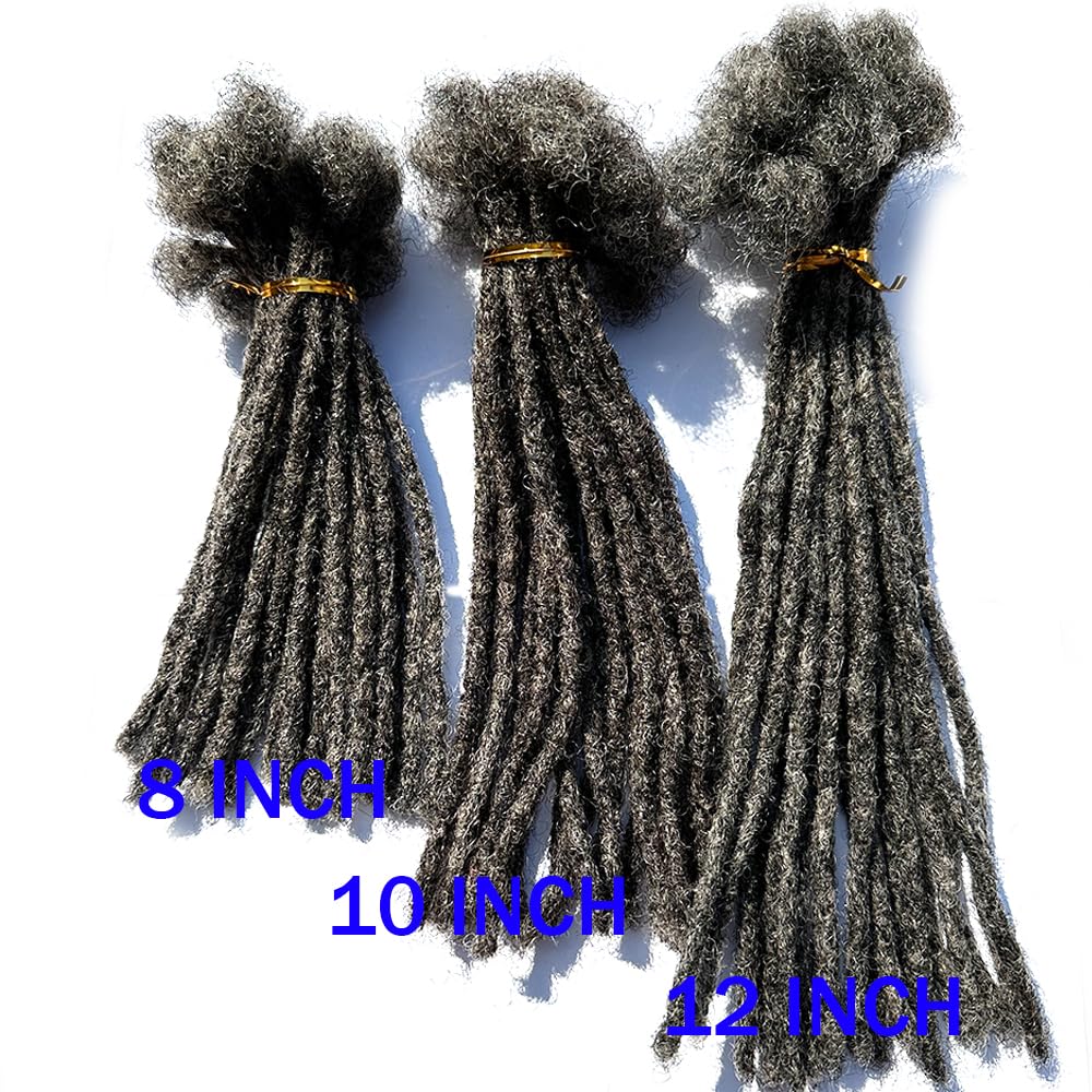 Human Hair Loc Extensions for Man/Women,Permanent Dreadlock Extensions Salt and Pepper #39 (10 Dreads/Bundle) 8inch 0.4 Small Size