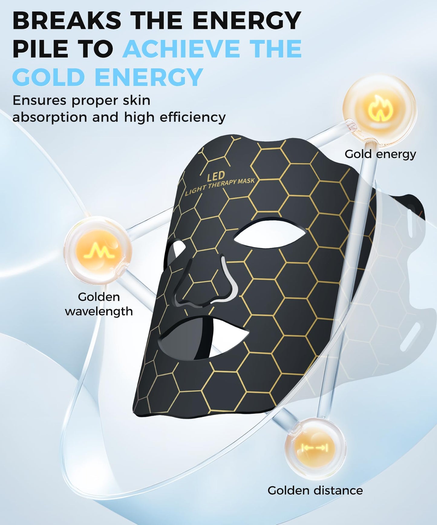 Yahi Red Light Therapy Mask for Face & Neck, 7-in-1 LED Light Therapy Mask with 850nm NIR, Lightweight Portable for Home & Travel, Rechargeable Beauty & Personal Care Yahi