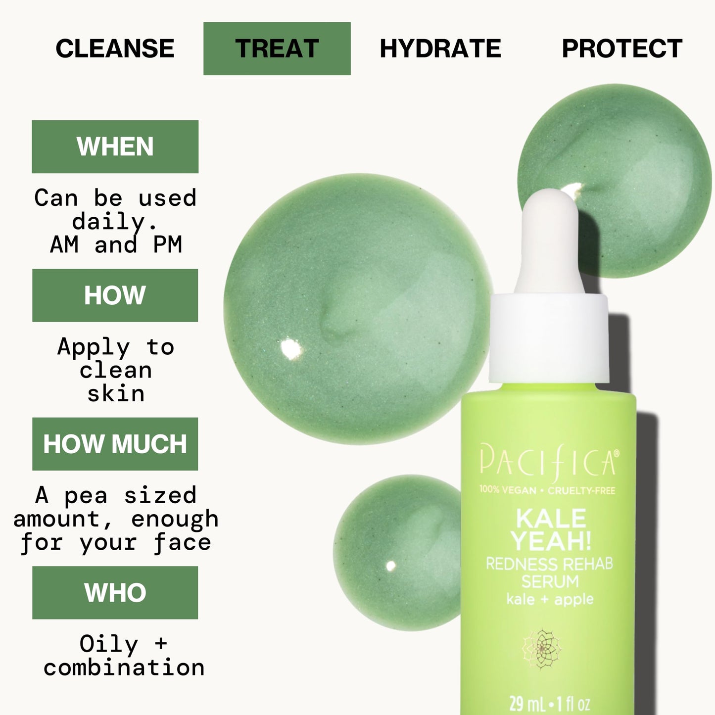 Pacifica Kale Yeah! Redness Rehab Serum - Niacinamide & Super Greens Face Serum to Calm Redness, Minimize Pores & Oil, Soothing Anti-Redness Beauty & Personal Care Pacifica