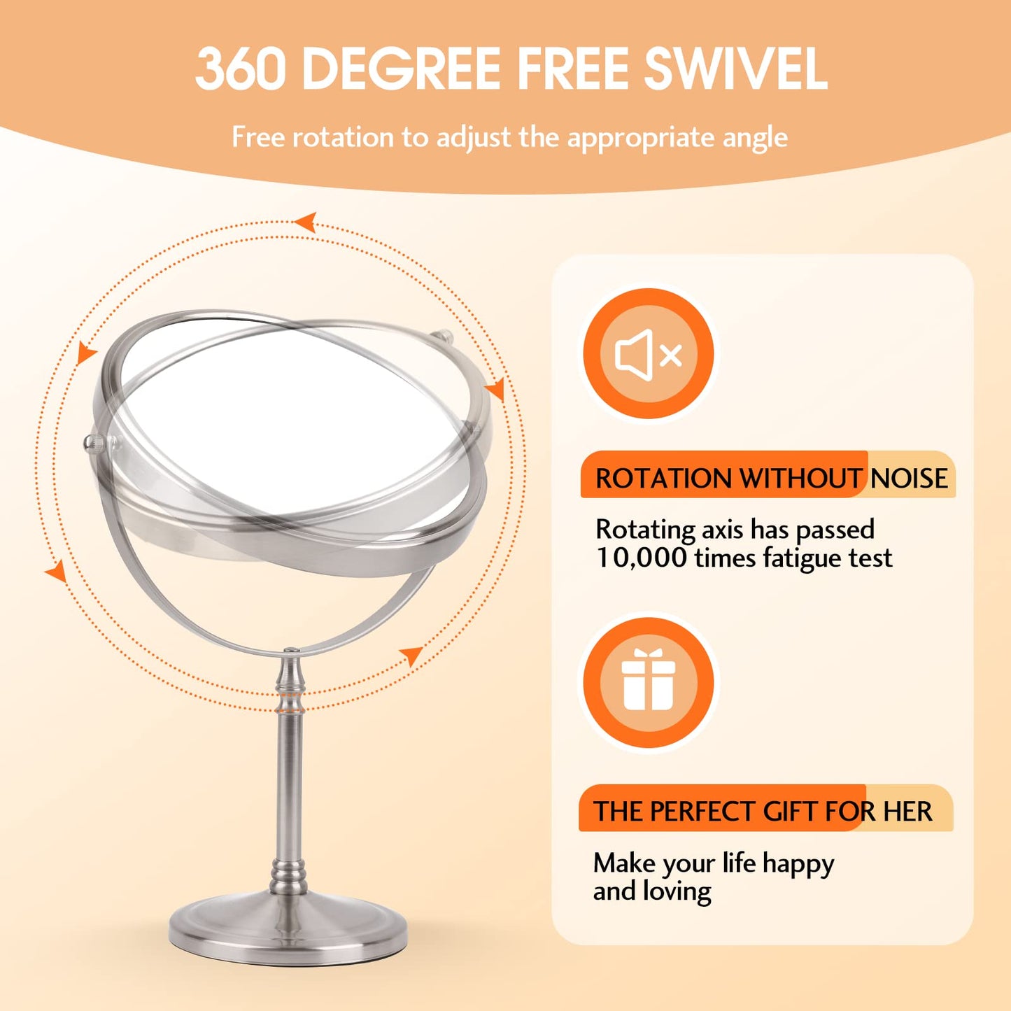 Ohotecy Makeup Mirror 8" Magnifying Mirror 1/10X Magnification, Large Table top Double-Sided Swivel Vanity Mirror Chrome Finish Beauty & Personal Care Ohotecy