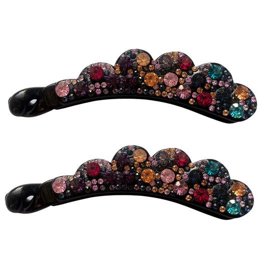 Sparkly Rhinestone Flower Banana Hair Clip Crystal Ponytail Holder Twist Hair Clips No Slip Bow Grip Comb Clamp Hair Grip with Teeth Hairpins Hair Beauty & Personal Care OFIYOU