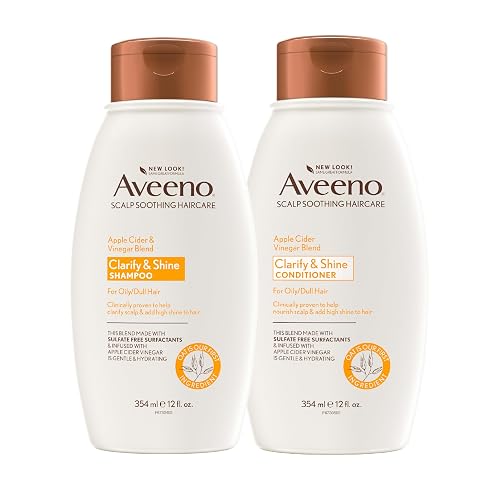 Aveeno Apple Cider Vinegar Shampoo + Conditioner Set, Hair Care Bundle for Balance & High Shine, Daily Clarifying & Soothing Scalp Shampoo Beauty & Personal Care Aveeno