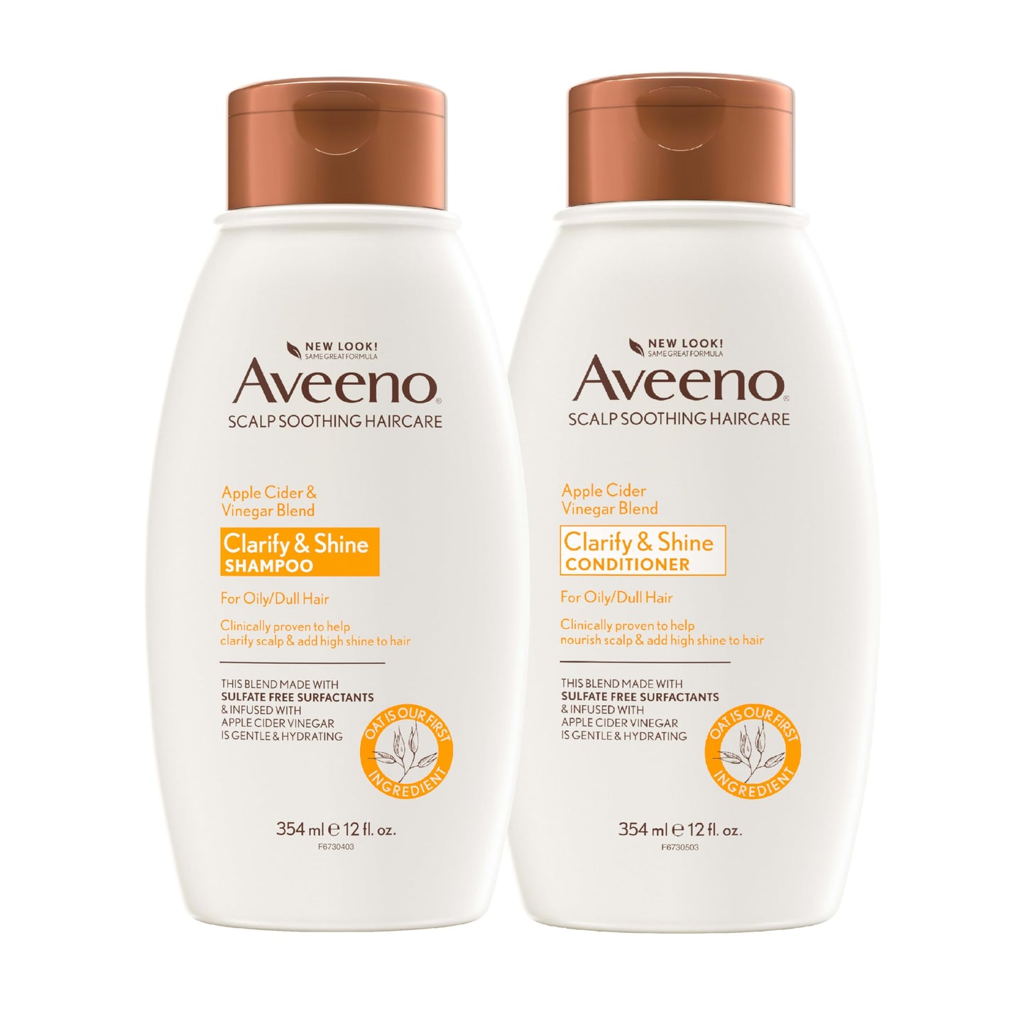 Aveeno Apple Cider Vinegar Shampoo + Conditioner Set, Hair Care Bundle for Balance & High Shine, Daily Clarifying & Soothing Scalp Shampoo Beauty & Personal Care Aveeno