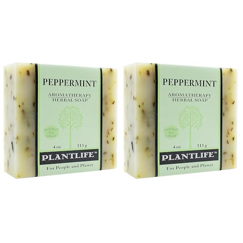 Plantlife Peppermint Bar Soap Pack of 2 - Moisturizing and Soothing Soap for Your Skin - Hand Crafted Using Plant-Based Ingredients - Made in Beauty & Personal Care Plantlife