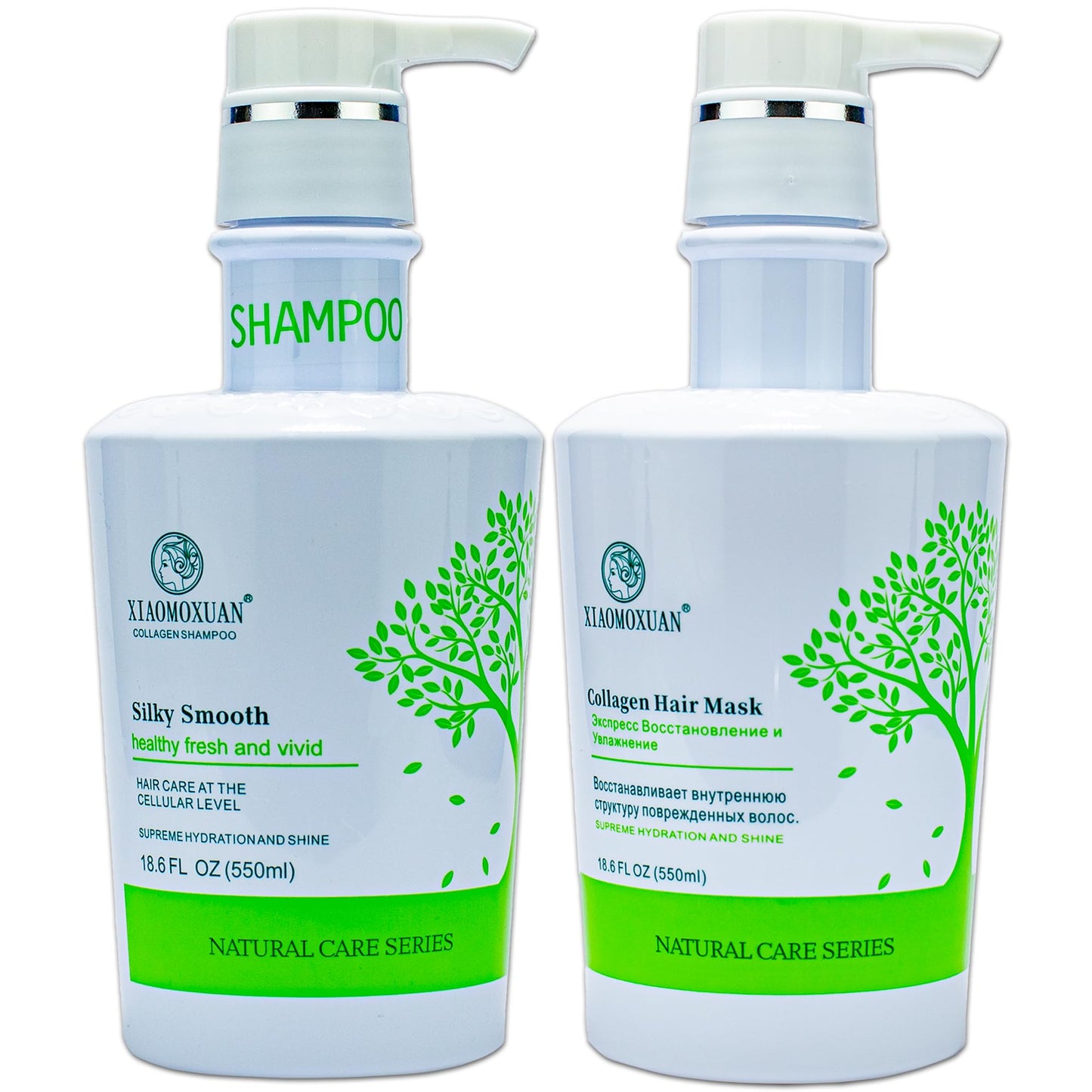 Xiaomoxuan Organic Collagen Tea Tree Deep Conditioning Hair Mask and Natural Cleansing Shampoo Build-Up Remover Set for Moisturizing and Split End Beauty & Personal Care Xiaomoxuan