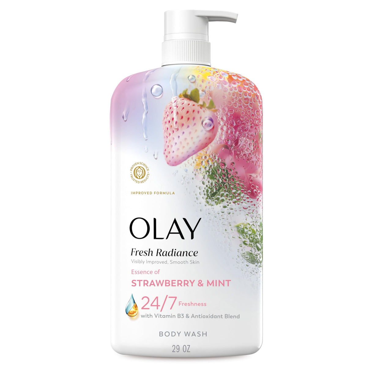 Olay Body Wash for Women, Fresh Radiance, 24/7 Skin-Loving Freshness, Visibly Radiant, Plant Based Cleansers, Vitamin B3 & Antioxidant Blend, For All Beauty & Personal Care Olay