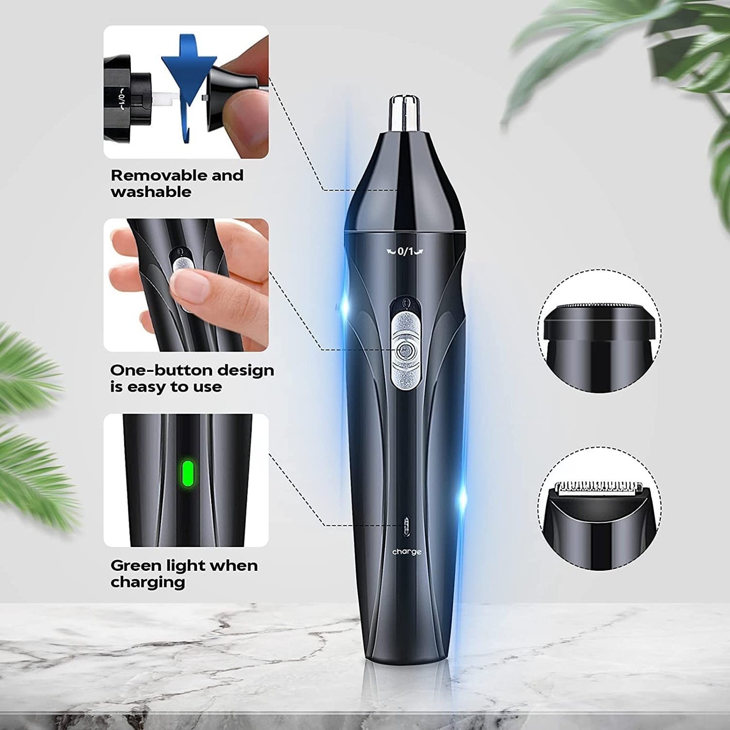 LEONYS Multifunctional Nose Hair Trimmer, Electric Shaver, Professional USB Rechargeable, Ear and Nose Hair Cleaning, Painless, Easy to Clean, Unisex Beauty and Personal Care LEONYS