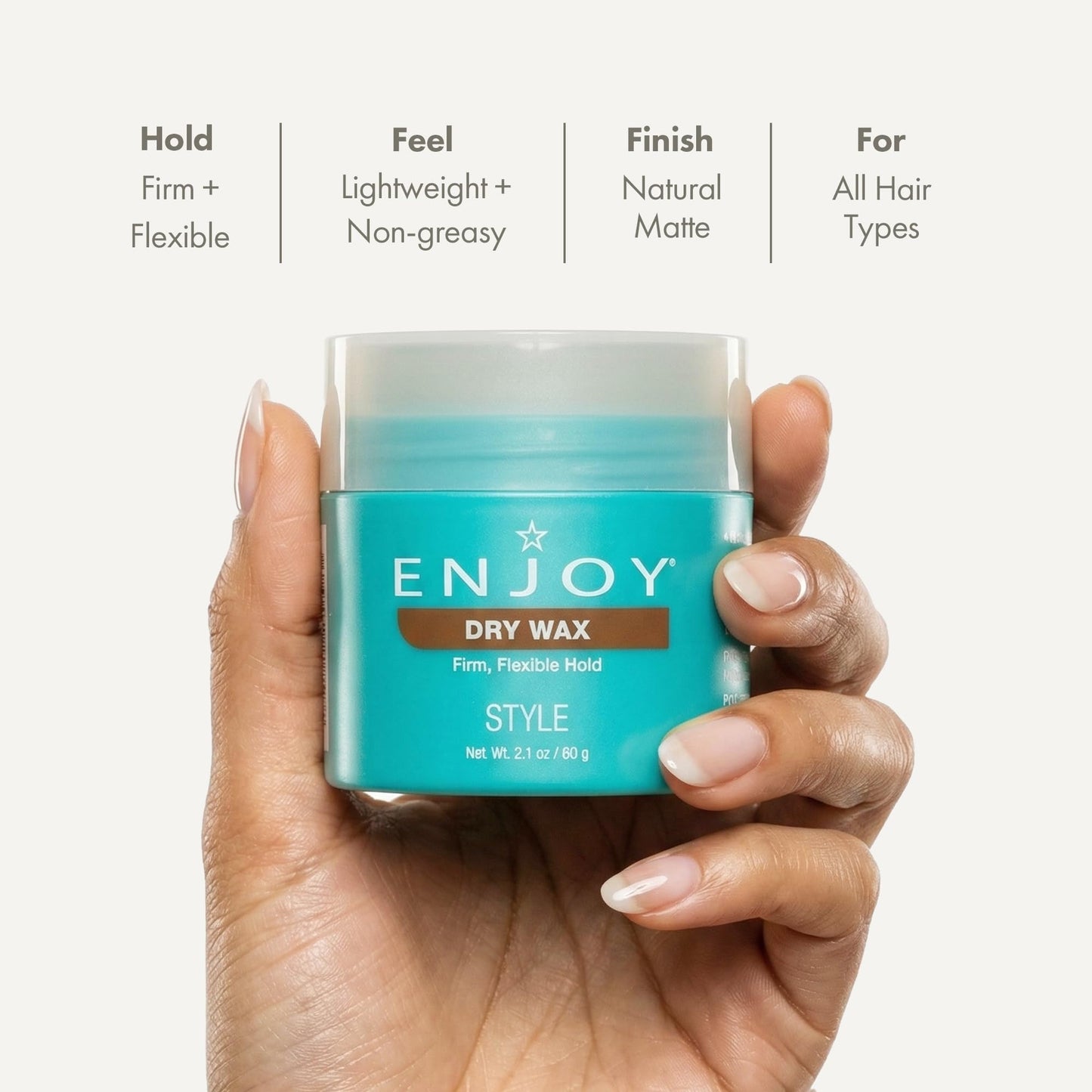 Enjoy Dry Wax - Non Greasy Pliable Texture Hair Wax - Firm Flexible Hold Natural Matte Finish (2.1 Oz) Beauty & Personal Care Enjoy