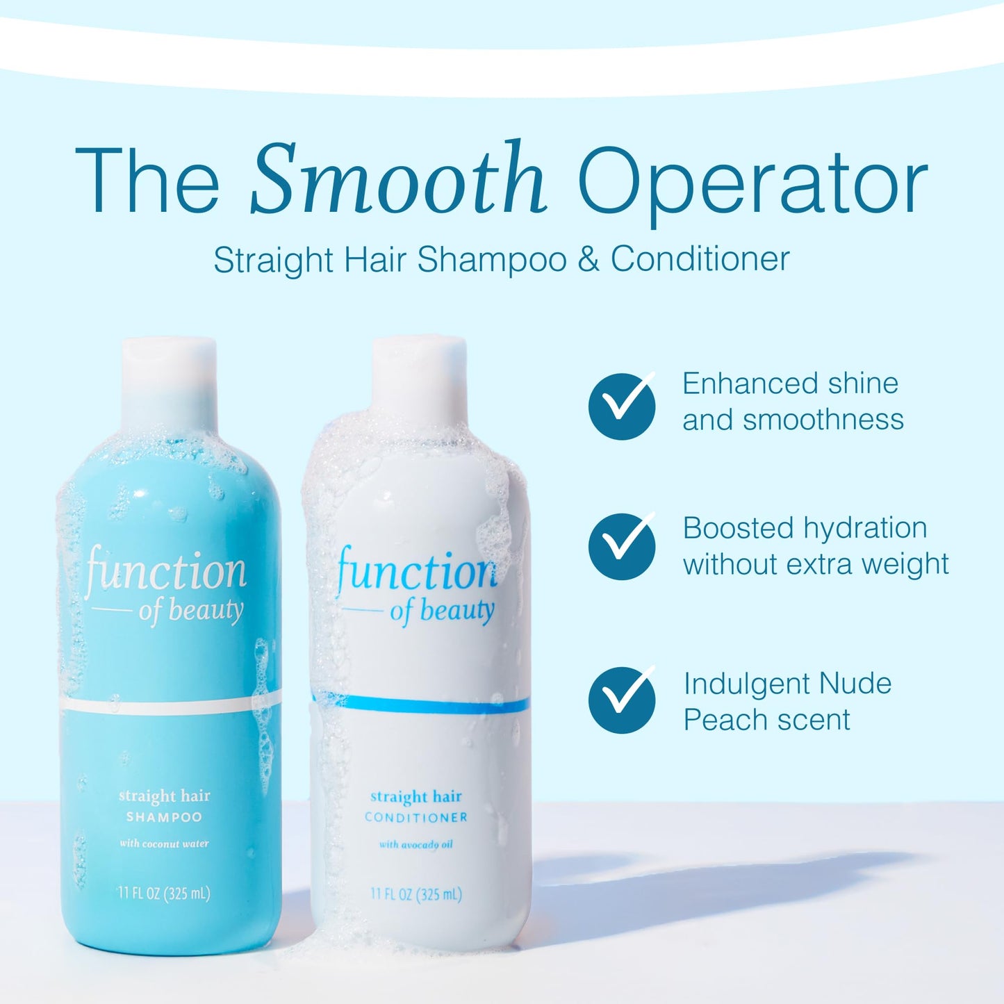 Function of Beauty Straight Hair Shampoo & Conditioner Set - Sulfate-Free Shampoo & Conditioner Duo for Natural Volume & Shine - Anti-Frizz Beauty & Personal Care Function of Beauty
