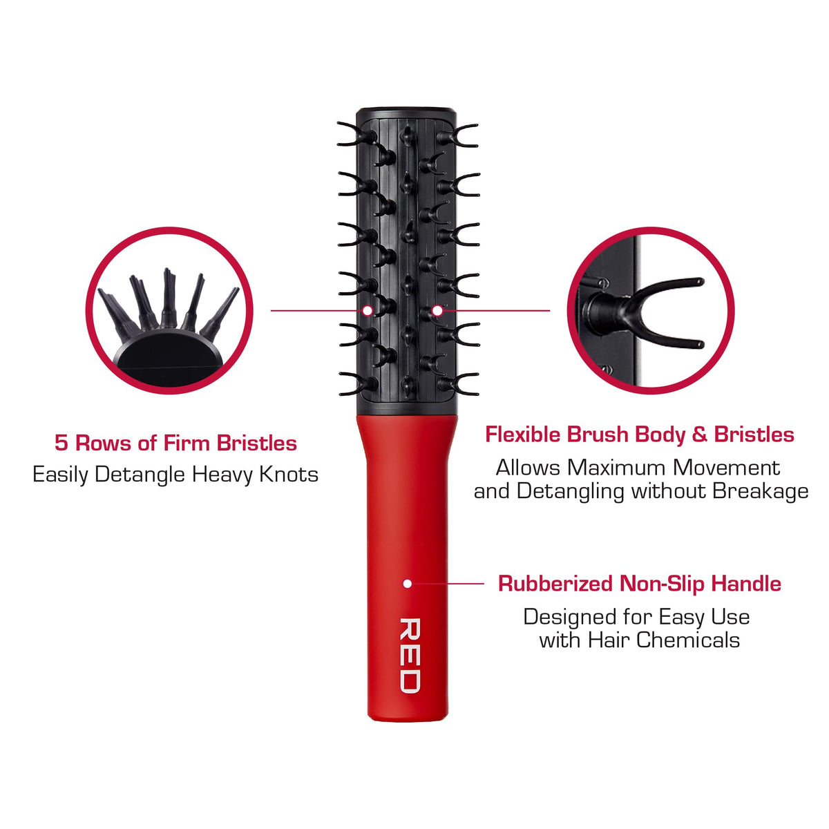 RED by Kiss Detangling Hair Brush for Adults & Kids, Hair Detangler for Curly, Natural, Afro, Wavy Hair, Glides Through Tangles with Ease, Firm &