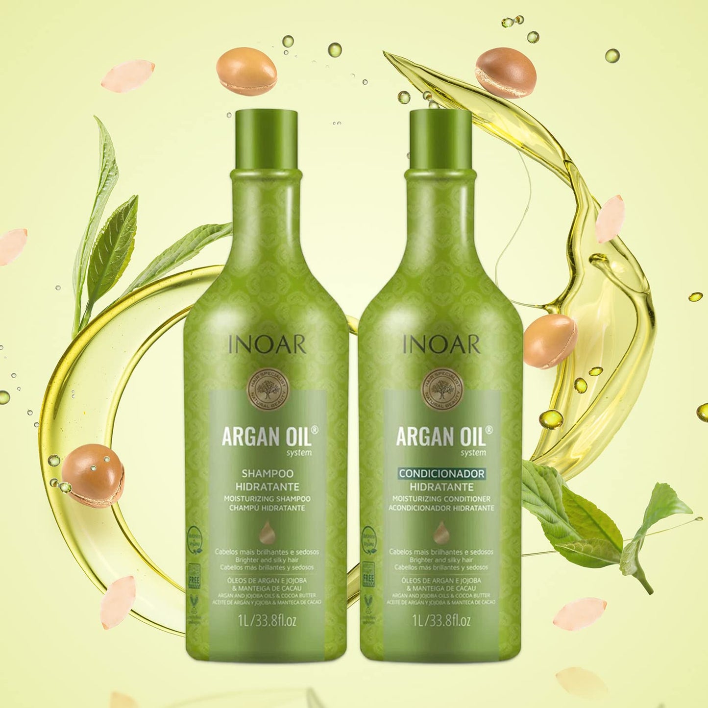 Inoar Argan Oil Shampoo & Conditioner Set - Hydrating, Moisturizing, Nourishing, Shine for Dry Damaged Hair - Repair, Hydration & Strengthen Beauty & Personal Care INOAR