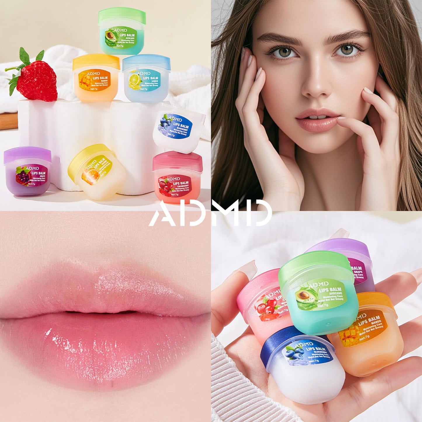 8-Pack Fruit Flavor Lip Balm Set, Mini Lip Mask for Daily Moisture & Overnight Care Helps Soothe Dry Lips Beauty & Personal Care ADMD