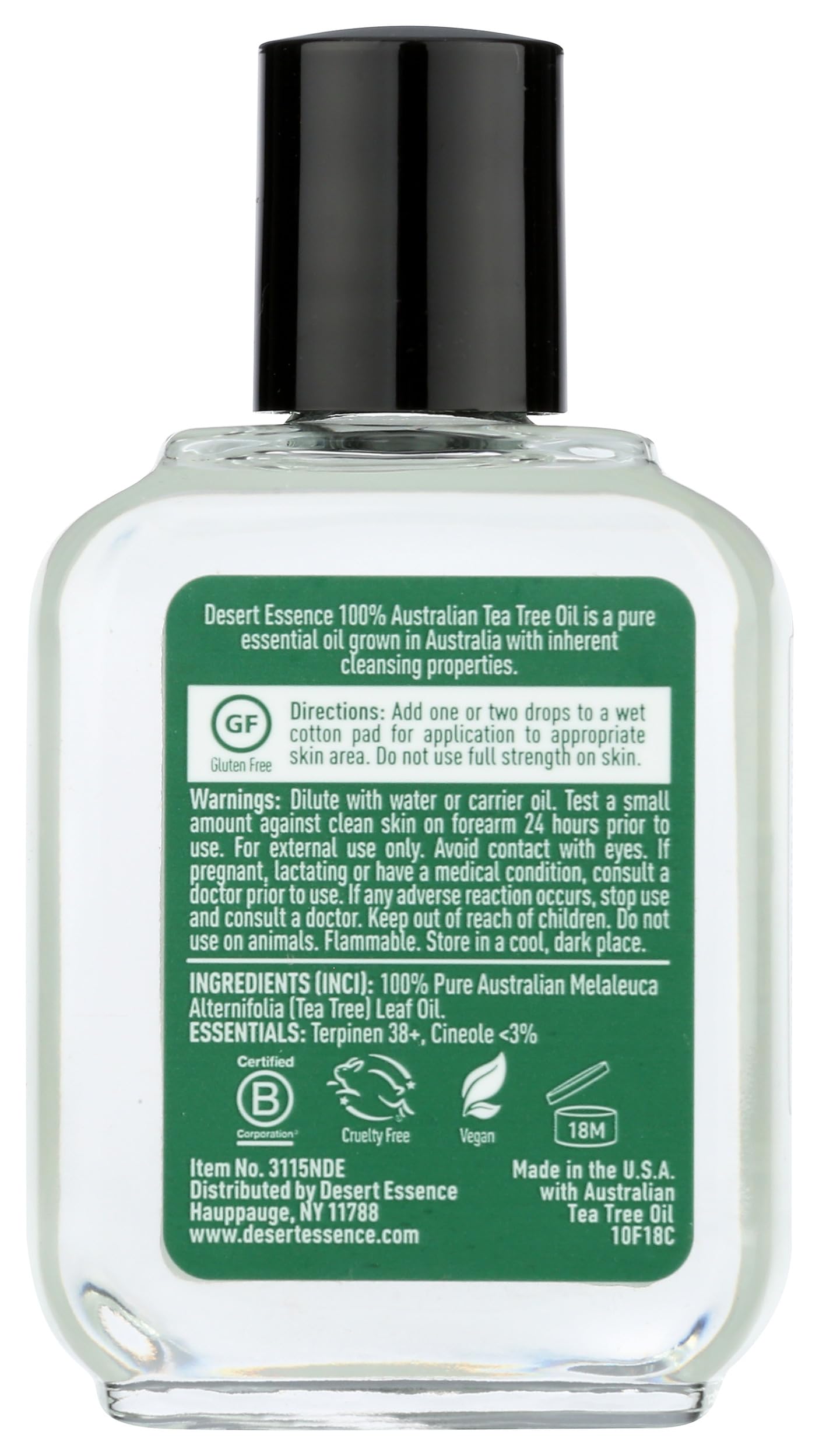 Desert Essence 100% Australian Tea Tree Oil Therapeutic Grade Essential Oil - Skin Cleansing, Clarifying, Soothing - Refreshing Air - Skin Care, Hair Beauty & Personal Care Desert Essence