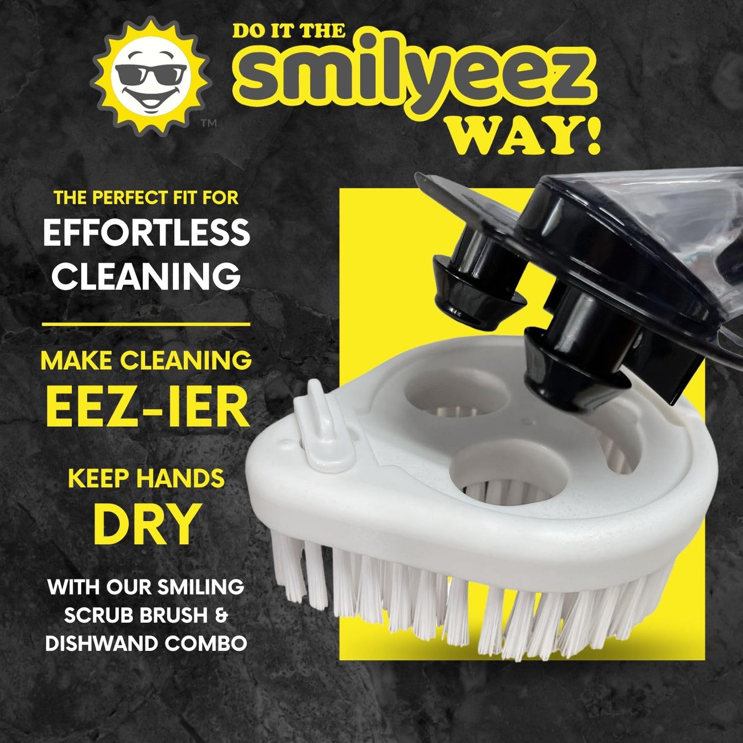 The Original Smiling Handle with Soap Dispensing for Scrub Daddy (Reg. TM) Sponge & Teardrop Shaped Heavy-Duty Scrub Brush (Combo - Black) Beauty and Personal Care Smilyeez