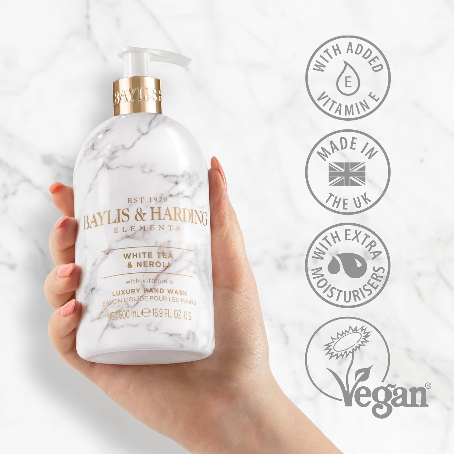Baylis & Harding Liquid Hand Soap Wash with Dispenser, Elements, White Tea & Neroli, 16.9oz/500ml Beauty & Personal Care Baylis & Harding